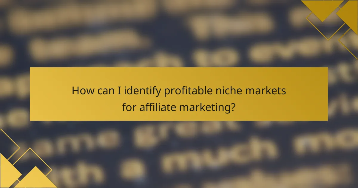 How can I identify profitable niche markets for affiliate marketing?
