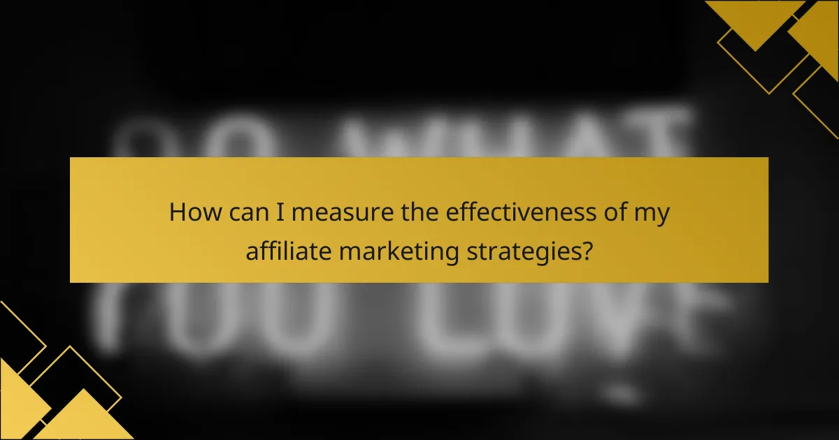 How can I measure the effectiveness of my affiliate marketing strategies?