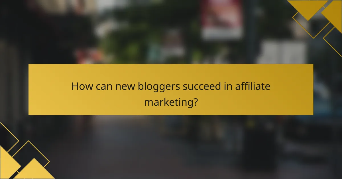 How can new bloggers succeed in affiliate marketing?