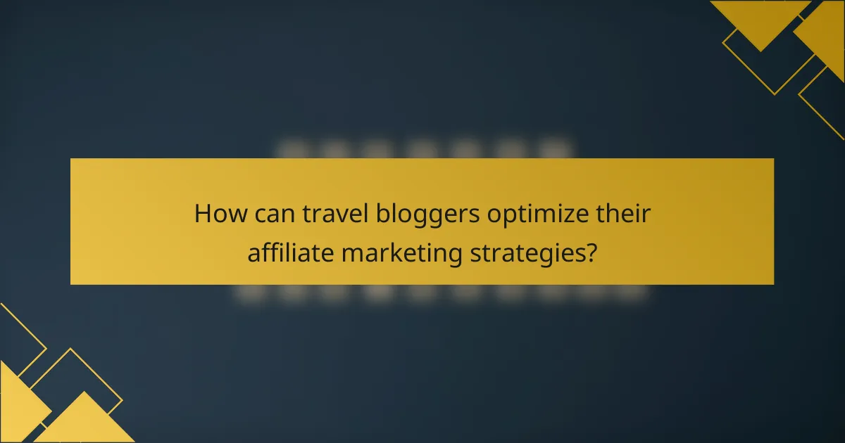 How can travel bloggers optimize their affiliate marketing strategies?