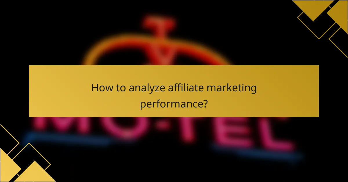 How to analyze affiliate marketing performance?