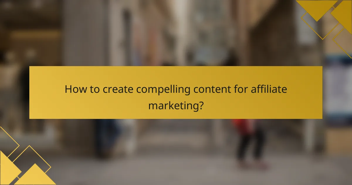 How to create compelling content for affiliate marketing?