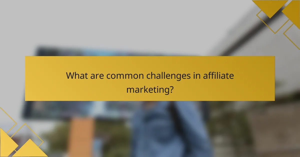 What are common challenges in affiliate marketing?