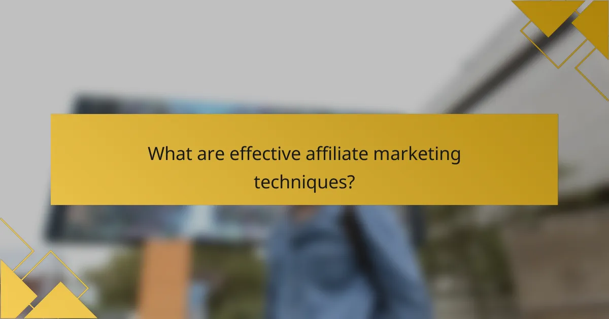 What are effective affiliate marketing techniques?