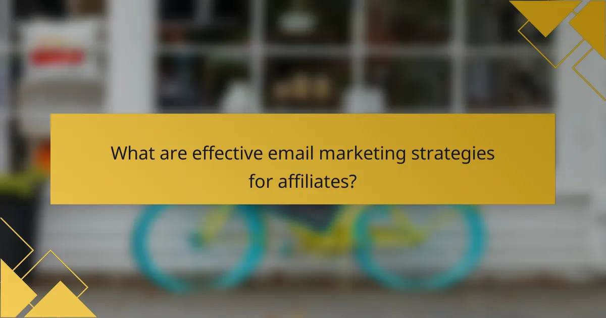 What are effective email marketing strategies for affiliates?